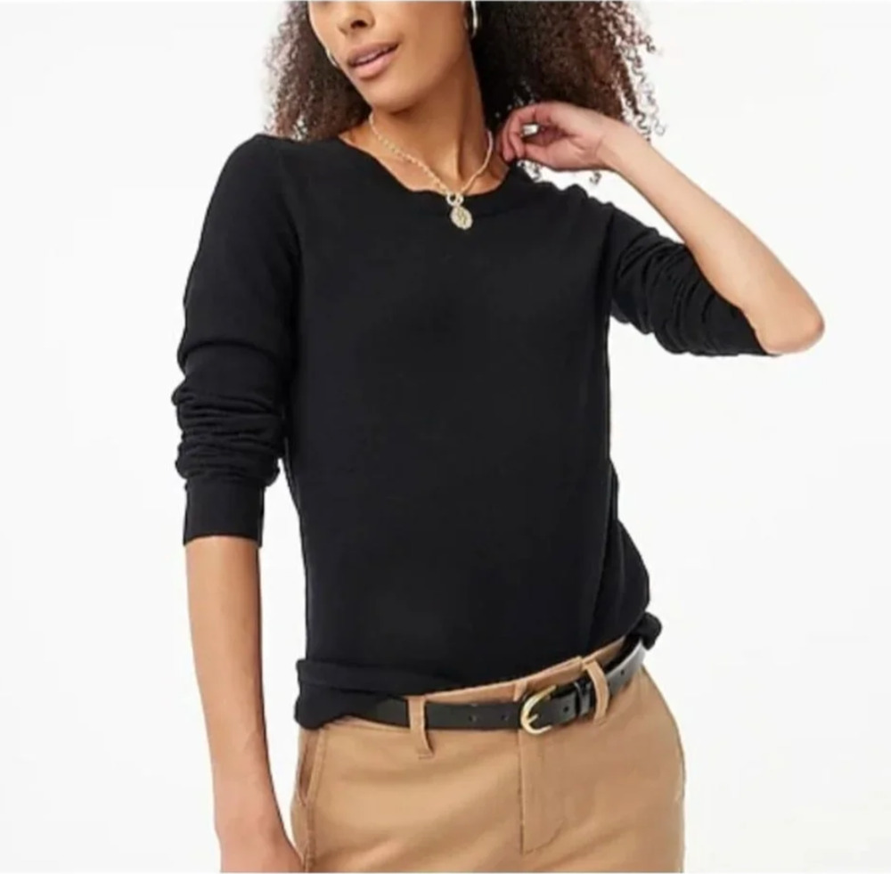 J. Crew Cotton Wool Blend Teddie Sweater Black F5199 Size S